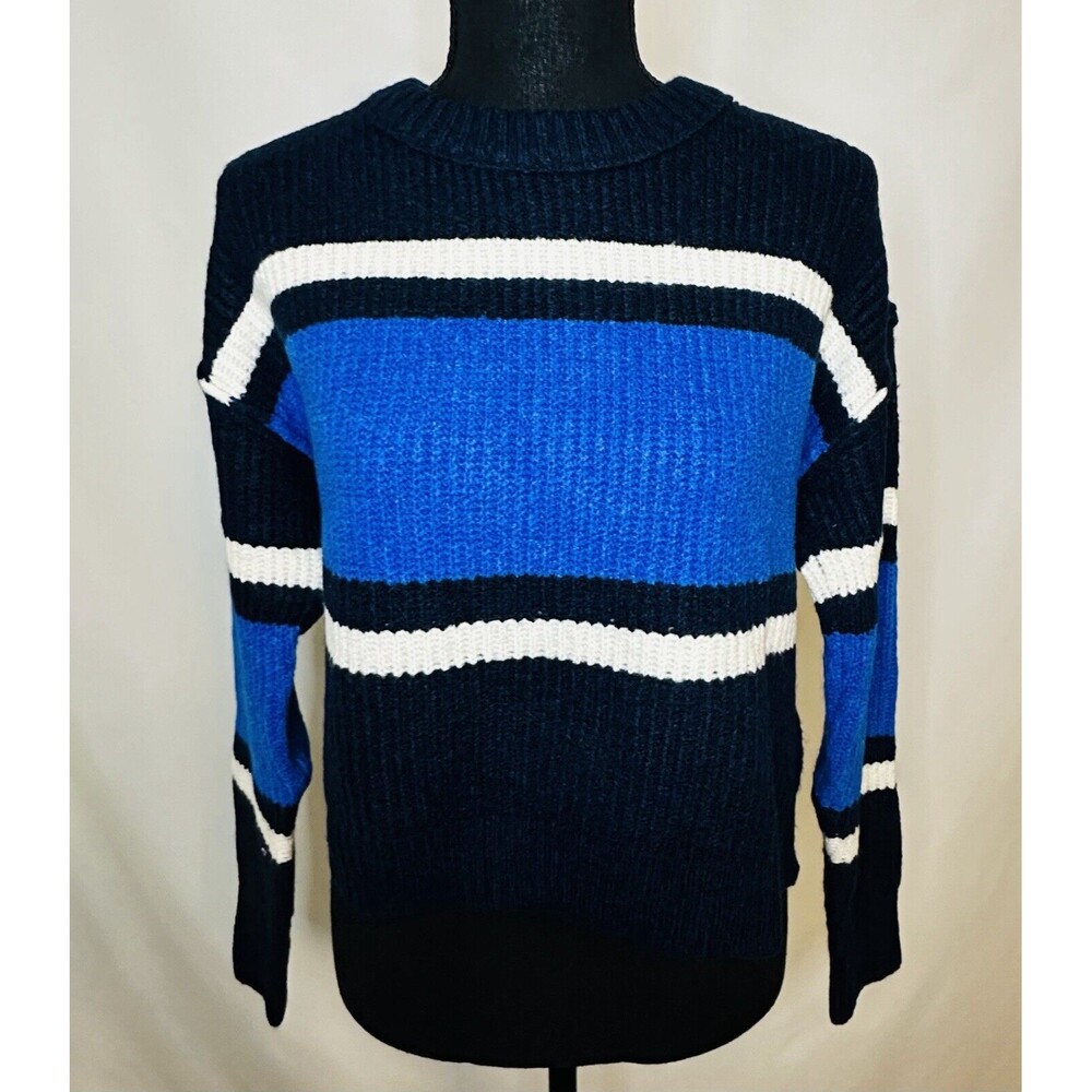 AMERICAN EAGLE Blue White Striped Crop Pullover Sweater Women's SMALL NWT
